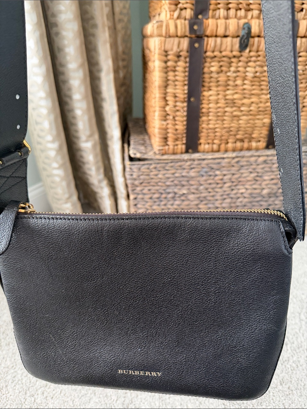 Burberry Black Leather Small Crossbody with Gold Hardware
